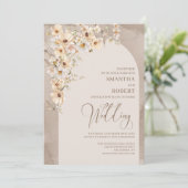 Invitation Chic arc neutre fleur sauvage ivoire brun mariage (Debout devant)