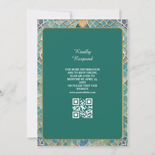 Invitation Chic Arch Mariage islamique Nikah avec code QR (Dos)