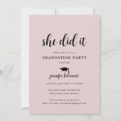 Invitation Chic Arch Photo She did it Hat Tassel Graduation (Dos)