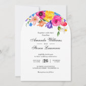 Invitation Chic arche mariage fleur sauvage colorée (Devant)