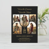 Invitation Chic Arched Collage Double Grads Twins TMF26 (Debout devant)