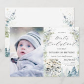 Invitation Chic Arctic Animaux Hiver Onederland 1er anniversa (Devant / Derrière)