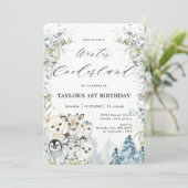 Invitation Chic Arctic Animaux Hiver Onederland 1er anniversa (Debout devant)