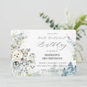 Invitation Chic Arctic Animaux Hiver Wonderland Anniversaire (Debout devant)