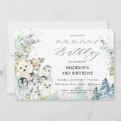 Invitation Chic Arctic Animaux Hiver Wonderland Anniversaire (Devant)