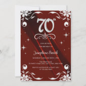 Invitation Chic Argent Cadre Floral Bourgogne 70e anniversair (Devant)