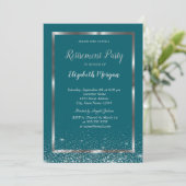Invitation Chic Argent Frame Confetti Green Retirement (Debout devant)