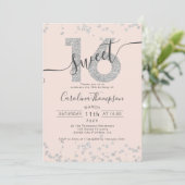 Invitation Chic argent parties scintillant confetti blush Swe (Debout devant)