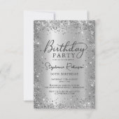 Invitation Chic Argent Parties scintillant métal huile 50e an (Devant)
