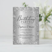 Invitation Chic Argent Parties scintillant métal huile 50e an (Debout devant)