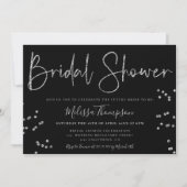 Invitation Chic argent parties scintillant script noir nuptia (Devant)