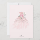 Invitation Chic Argent rose Floral Quinceañera Princesse robe (Dos)