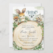 Invitation Chic Australian Animals Baby shower de verdure en  (Devant)