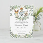 Invitation Chic Australian Animals Baby shower verdoyant Twin (Debout devant)