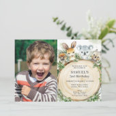 Invitation Chic Australian Animaux Rustic Wood Photo Annivers (Debout devant)