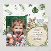 Invitation Chic Australian Animaux Rustic Wood Photo Annivers (Devant / Derrière)