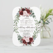 Invitation Chic Automne Bourgogne Marsala Floral Wreath Maria (Debout devant)