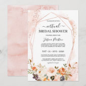 Invitation Chic Automne Floral Fête des mariées virtuelle géo (Devant / Derrière)