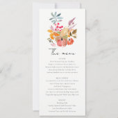 Invitation Chic Automne Harvest Citrouille Mariage Menu Card (Devant)