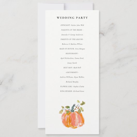 Invitation Chic Autumn Harvest Pumpkin Wedding Program (Dos)