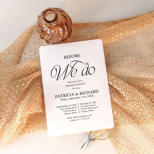 Invitation Chic avant le dîner de répétition de mariage