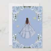 Invitation Chic Baby Blue Flowers Brown Princesse Quinceañera (Dos)