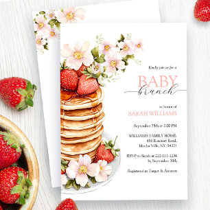 Invitation Chic Baby shower à la fraise Florale Brunch