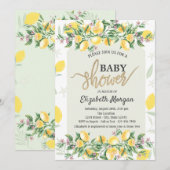 Invitation Chic Baby shower de cadre citrons aquarelle (Devant / Derrière)