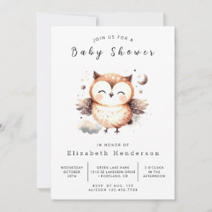 Invitation Chic Baby shower de Chouette gracieuse