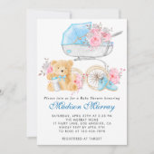 Invitation Chic Baby shower de poussette bleu et rose (Devant)