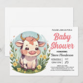 Invitation Chic Baby shower de vache bohème magique (Devant / Derrière)