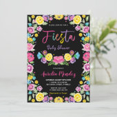 Invitation Chic Baby shower Floral mexicain Fiesta  (Debout devant)
