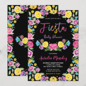 Invitation Chic Baby shower Floral mexicain Fiesta  (Devant / Derrière)