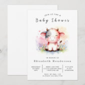Invitation Chic Baby shower rustique de vache à grange (Devant / Derrière)