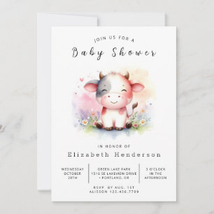 Invitation Chic Baby shower rustique de vache à grange