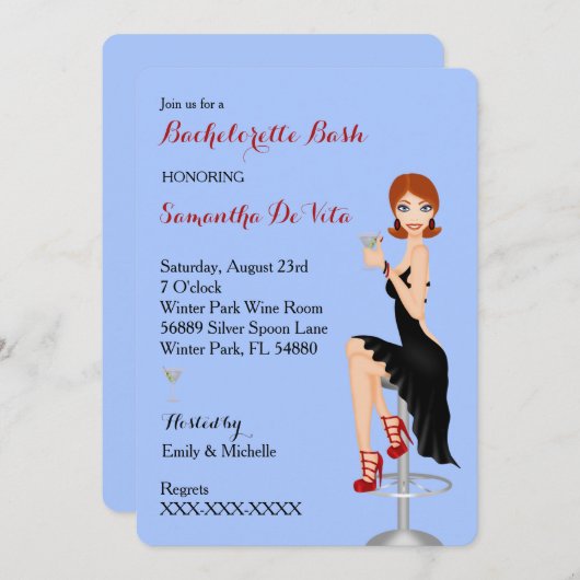 Invitation Chic Bachelorette Bash Custom Party (Devant / Derrière)