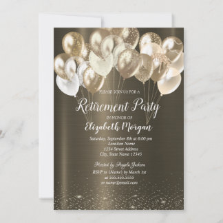 Invitation Chic Ballons Confettis Métalliques Marrons Retrait