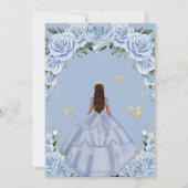 Invitation Chic Bébé Fleurs Bleues Marron Princesse Quinceañe (Dos)