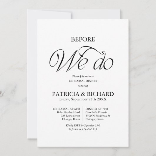 Invitation Chic Before We Do Wedding Rehearsal Dinner (Devant)