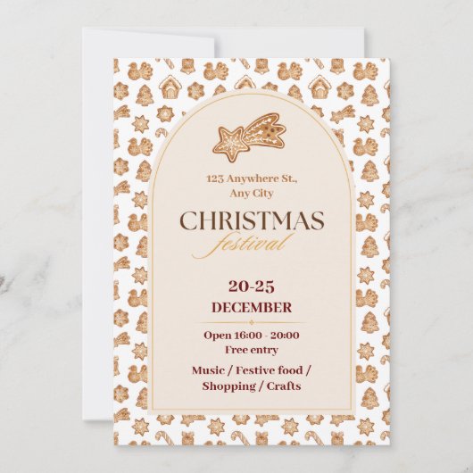 Invitation Chic Beige, Brown, Pain d'épices Illustré (Devant)