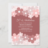 Invitation Chic Beige Pêche Fleur Brown 50 Fabuleux anniversa (Devant)