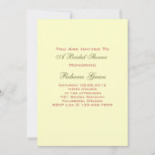 Invitation Chic beige peony aquarelle fleurie douche nuptiale (Dos)