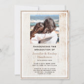 Invitation Chic Beige photo double graduation Announcement (Devant)