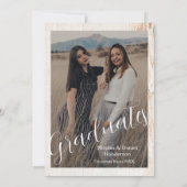 Invitation Chic Beige photo double graduation Announcement (Dos)