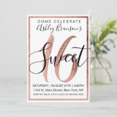 Invitation Chic Black and White Faux Rose Gold Foil Sweet 16 (Debout devant)
