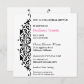 Invitation Chic Black Bordure Bridal Douche (Devant / Derrière)