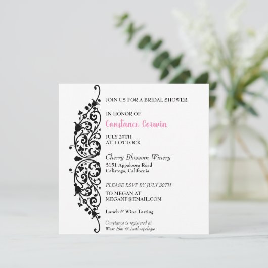 Invitation Chic Black Bordure Bridal Douche (Debout devant)