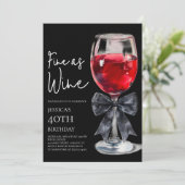 Invitation Chic Black Bow Fine as Wine 40th Birthday Party (Debout devant)