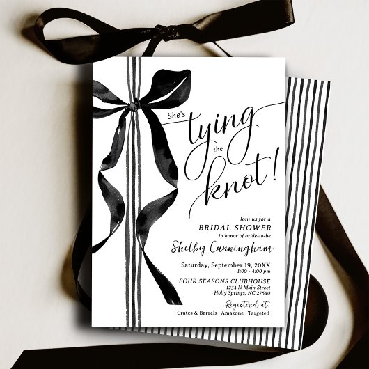 Invitation Chic Black Bow She's Tying The Knot Bridal Shower