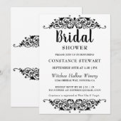 Invitation Chic Black Bridal Shower (Devant / Derrière)